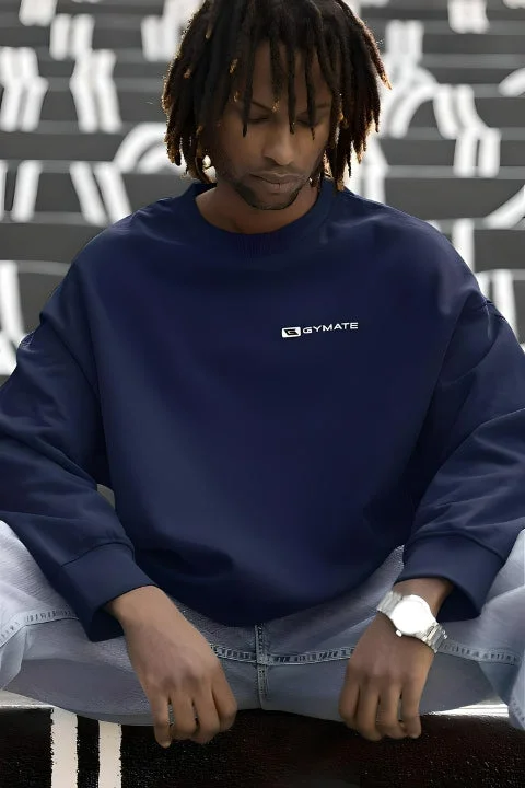 Anniversary Sale Mens Sports Sweater Athletic Essentials Navy [Chest white logo]