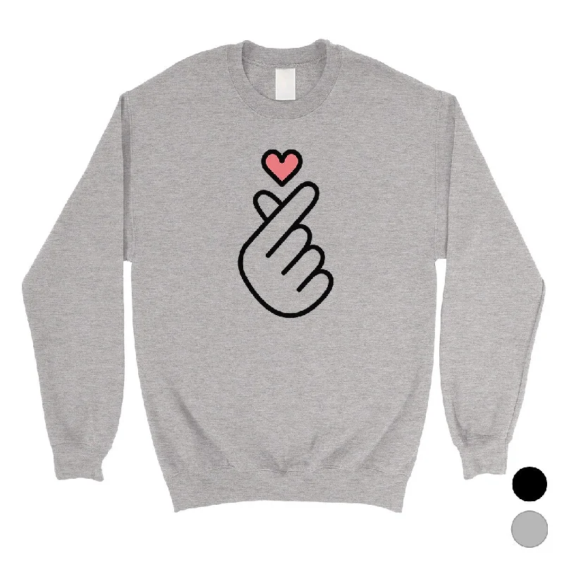Price Reduction 365 Printing Finger Heart Unisex Crewneck Korean Finger Heart Sweatshirt Gift