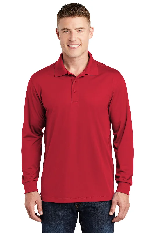 Unmissable Sale Sport-Tek Mens Sport-Wick Moisture Wicking Long Sleeve Polo Shirt - True Red