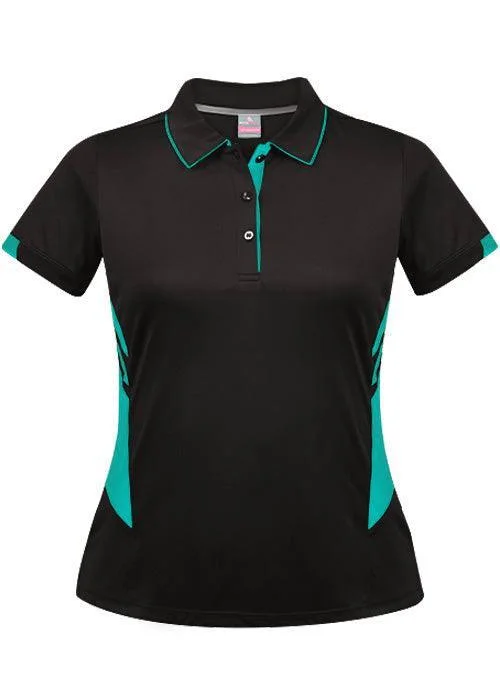Overstock Sale Ladies Tasman Polo Black/Teal