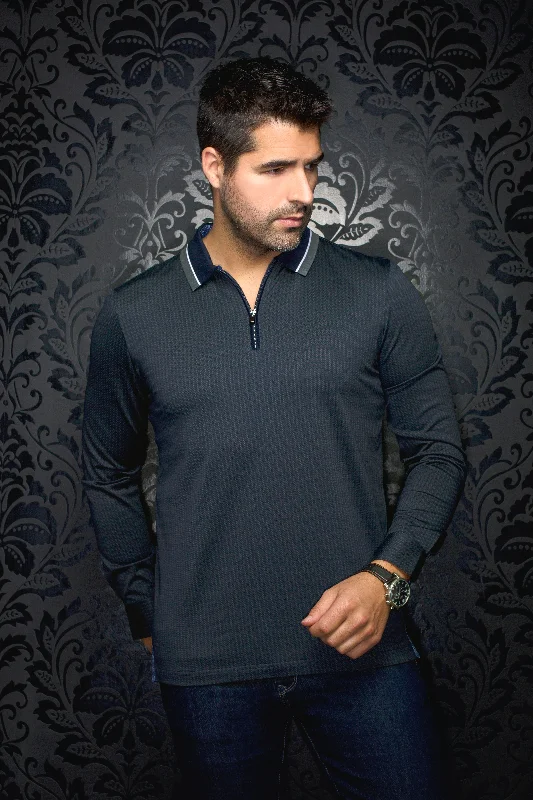 Today's Deal Au Noir Stretch Long-Sleeve Polos | Federico Olive