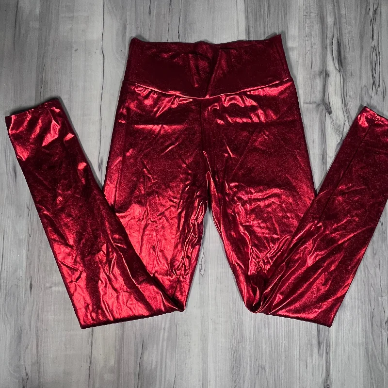 Weekend Bargains to Sizzle SALE - LARGE ONLY - Red Metallic High Waisted Leggings Pants