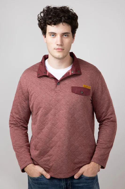Savings Event Simply Southern Quilted Pullover for Men in Garnet | PP-0224-MN-PULL-QLTD-GARNET