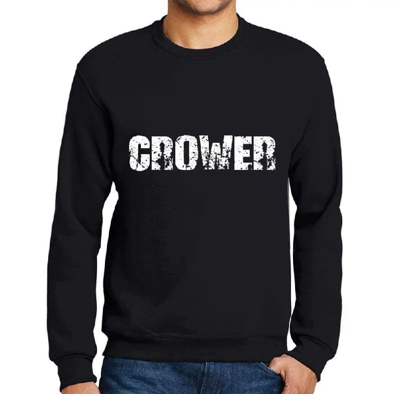 Lowest Price Men's Printed Graphic Sweatshirt Popular Words CROWER Deep Black