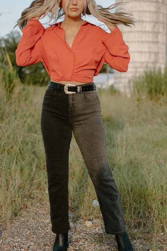 Early Access Cello Two-Toned Black Straight Leg Jeans