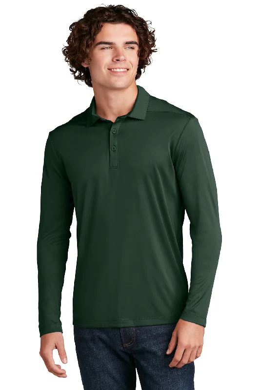 Unmissable Offer Sport-Tek Mens Moisture Wicking Long Sleeve Polo Shirt - Forest Green
