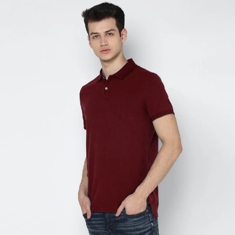 Weekend Savings Spree Men Basic Soft Cotton Mahroon Pique Polo Shirt