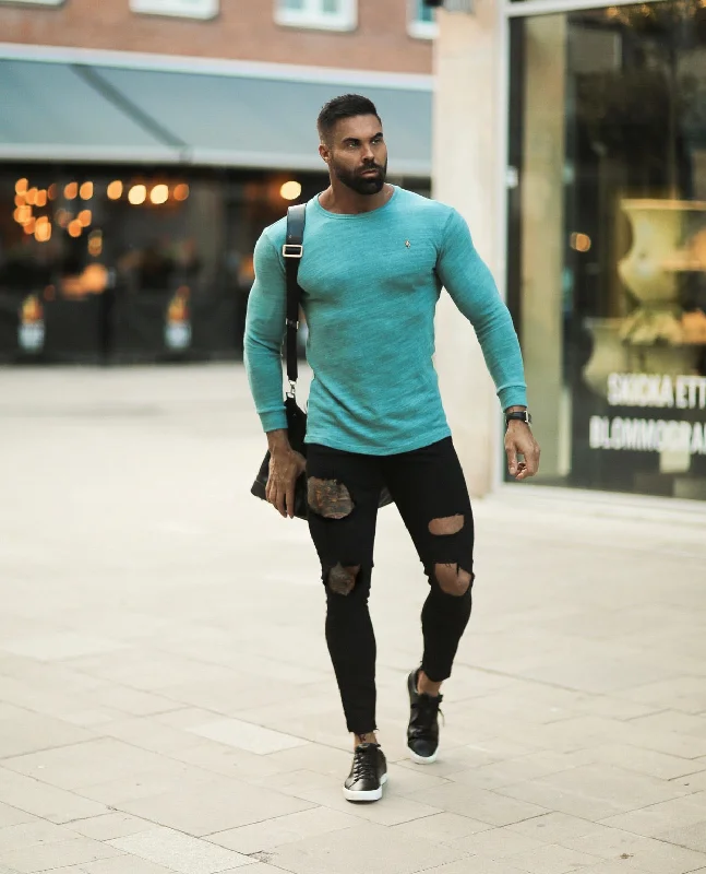 New Markdowns Father Sons Classic Teal Super Slim Jumper - FSH232