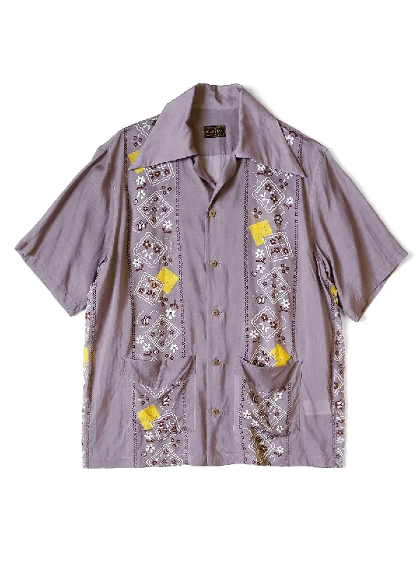 Weekend Steals Await Kapital Silk Rayon PECKISH RAINBOWY WRANGLE Collar Cuba Shirt -Purple Weekend Steals Await Kapital Silk Rayon PECKISH RAINBOWY WRANGLE Collar Cuba Shirt -Purple