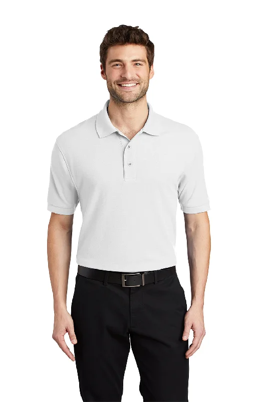 Weekend Savings Bonanza Port Authority Mens Silk Touch Wrinkle Resistant Short Sleeve Polo Shirt - White
