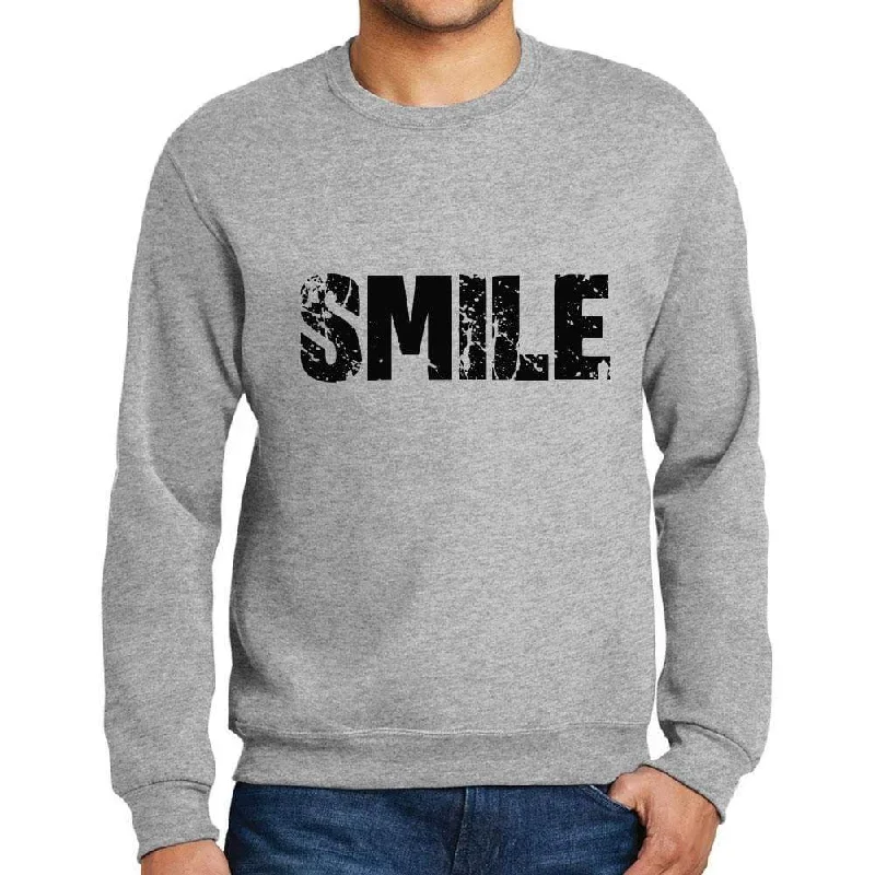 Daily Specials Men's Printed Graphic Sweatshirt Popular Words SMILE Grey Marl