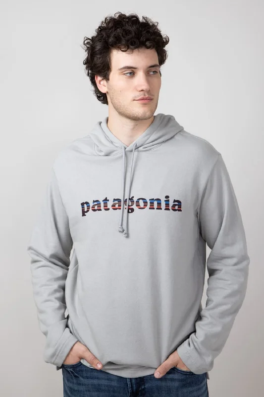 Weekend Special Patagonia Men’s ’73 Lightweight Wildrise Logo Hoodie in Ink Salt Grey | 39695-SGRY