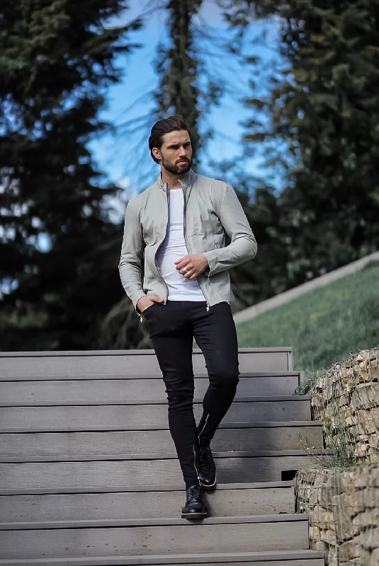 Clearance Items Father Sons Grey Lambs Leather Jacket - FSH314