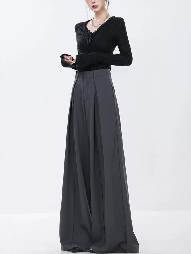 Year-End Sale High Waist Wide Leg Multi-Pleated Trousers