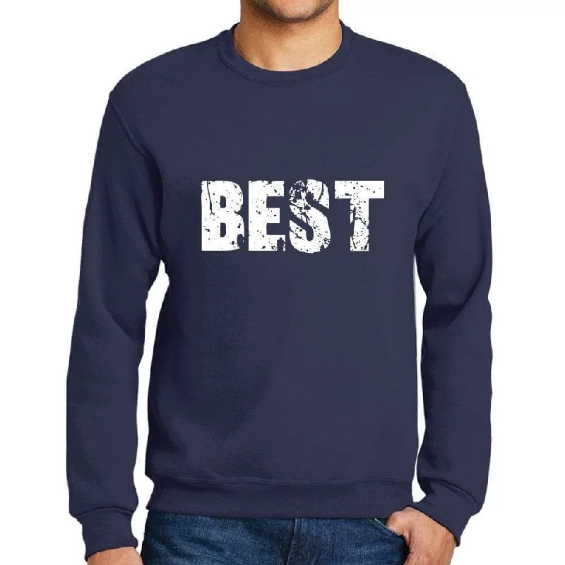 One-Day Only Men's Printed Graphic Sweatshirt Popular Words BEST French Navy
