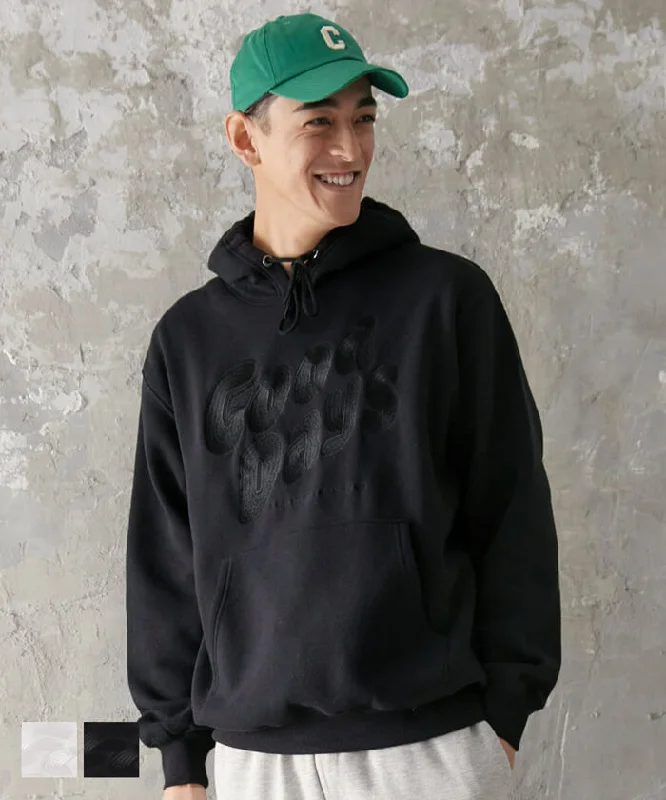 Closeout セール★2690円→1490円 パーカー メンズ 裏起毛 フーディー ロゴ 英字 刺繍 リブ 長袖 ミディアム丈 ポケット メール便不可 23aw coca コカ