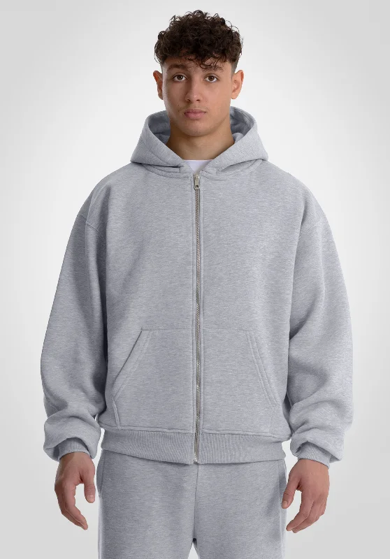 Buy More, Save More Full Zip Oversize Hoodie - Melange Grey