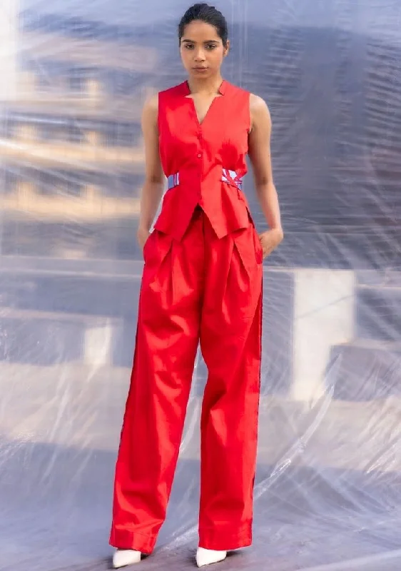 Flash Deal Piped Red Pants