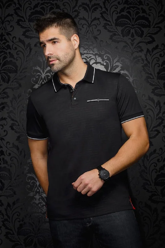 Weekend-Only Price Drops Au Noir Stretch Short-Sleeve Polos | Fioravante Black