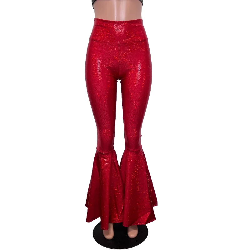 Weekend Savings Spree High Waist Bell Bottoms - Ruby Red Shattered Glass