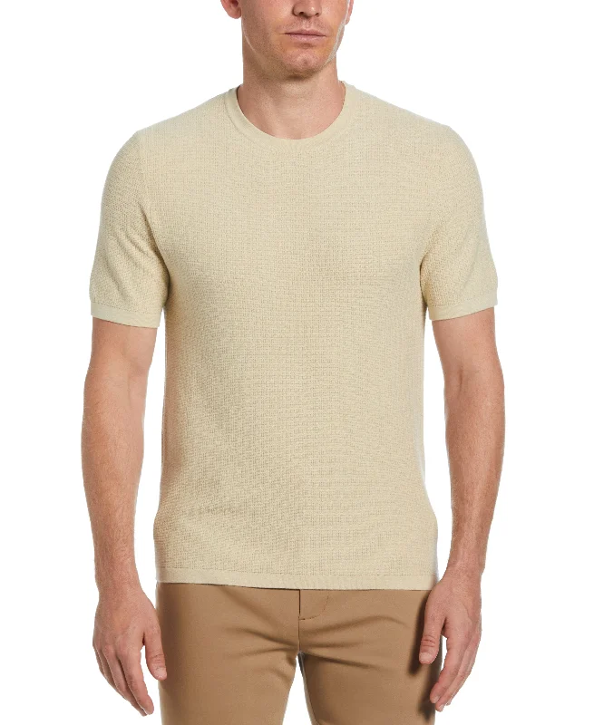 Hurry Up Tech Knit Vertical Ribbed Sweater Tee
