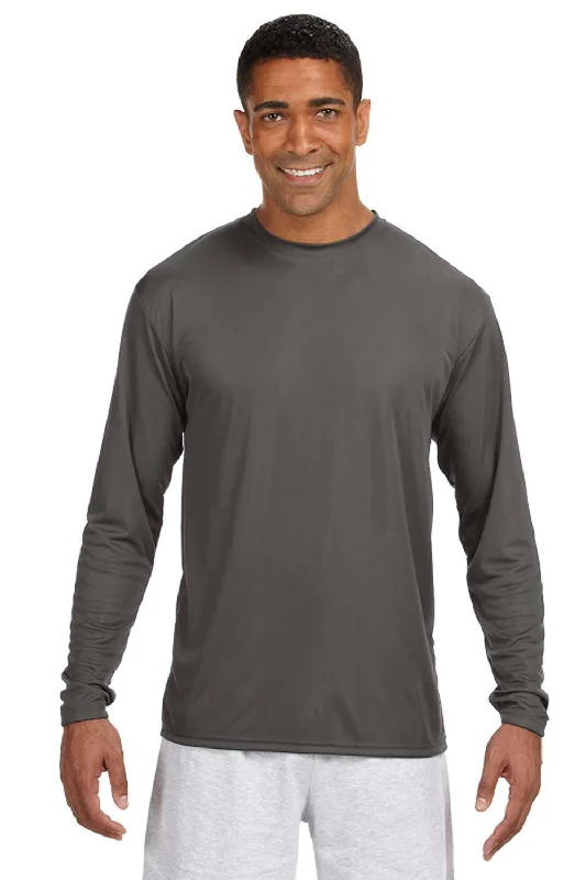 Unwind with Weekend Discounts A4 Mens Performance Moisture Wicking Long Sleeve Crewneck T-Shirt - Graphite Grey Unwind with Weekend Discounts A4 Mens Performance Moisture Wicking Long Sleeve Crewneck T-Shirt - Graphite Grey