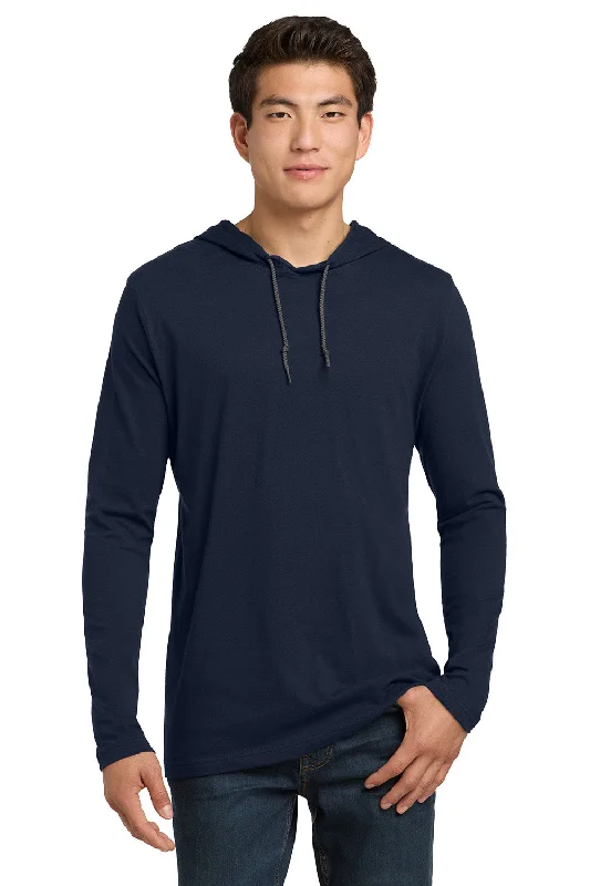 Overstock Gildan Mens Long Sleeve Hooded T-Shirt Hoodie - Navy Blue/Dark Grey