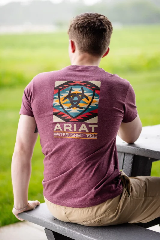 Value Deals Ariat Serape Fill T-Shirt for Men in Burgundy | 10051752-BURGUNDY