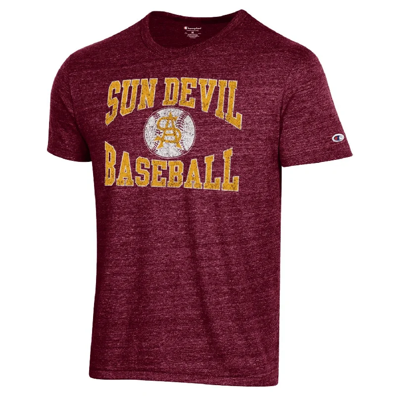 Pay Less ASU 1965 Baseball Tri-blend Tee MRN
