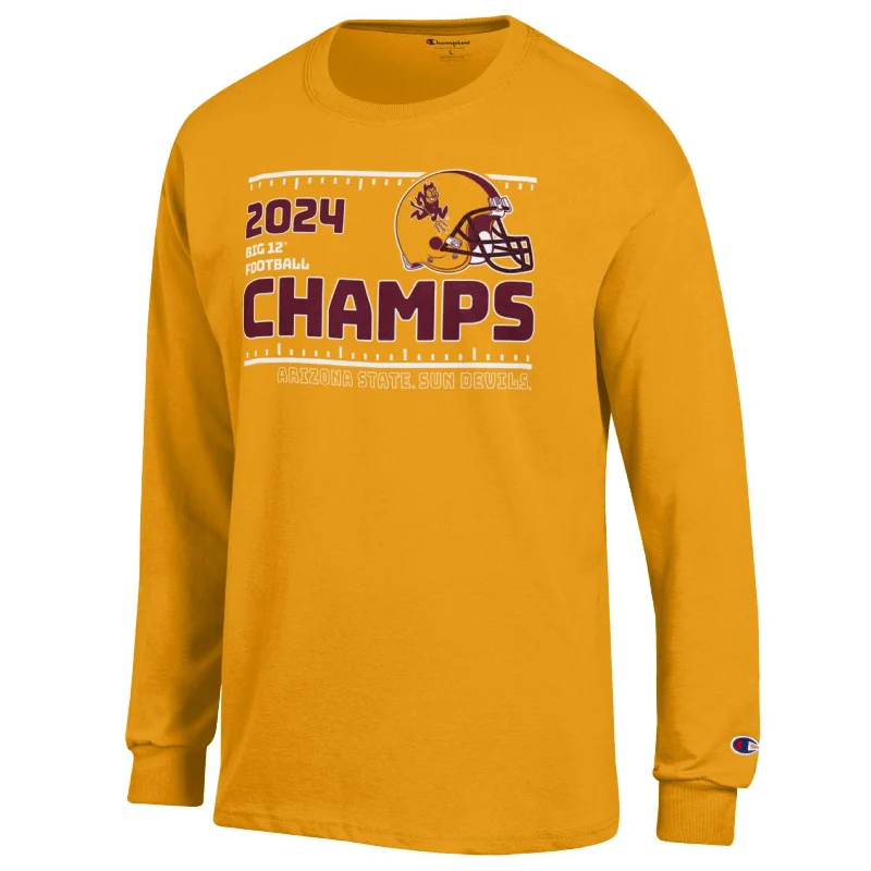 Savings Soar This Weekend ASU Big XII Champions Helmet L/S Tee GLD