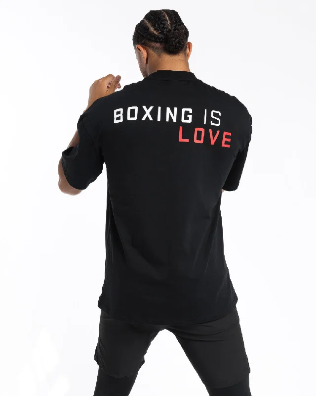 Now or Never Boxing is Love Oversized T-Shirt - Black