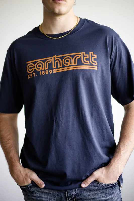 Last Chance Carhartt Relaxed Fit Lightweight Logo Graphic T-Shirt for Men in Navy | 106538-I16-NVY Last Chance Carhartt Relaxed Fit Lightweight Logo Graphic T-Shirt for Men in Navy | 106538-I16-NVY