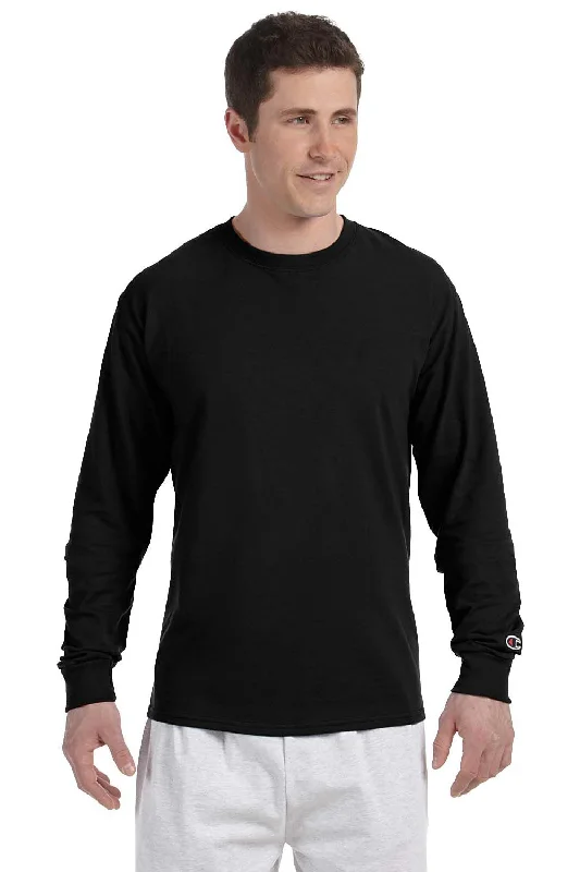 Celebrate the Weekend with Discounts Champion Mens Long Sleeve Crewneck T-Shirt - Black Celebrate the Weekend with Discounts Champion Mens Long Sleeve Crewneck T-Shirt - Black