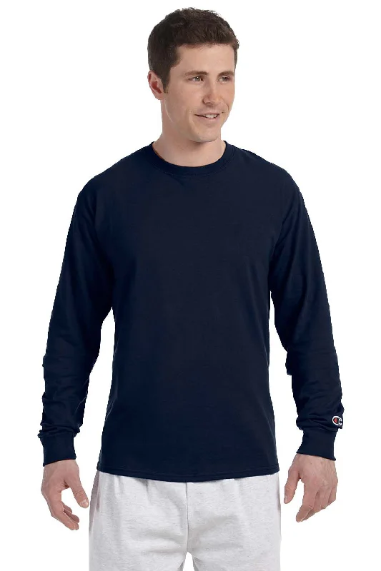 Weekend Savings Bonanza Champion Mens Long Sleeve Crewneck T-Shirt - Navy Blue