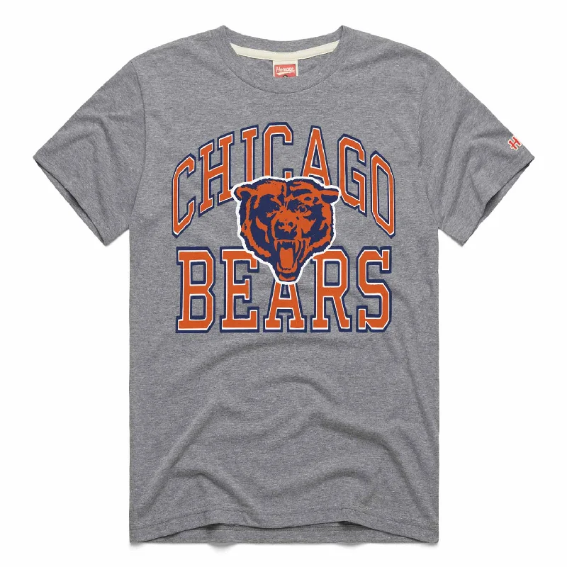 New Deal Chicago Bears Homage Arch Bearhead Grey Short Sleeve T Shirt