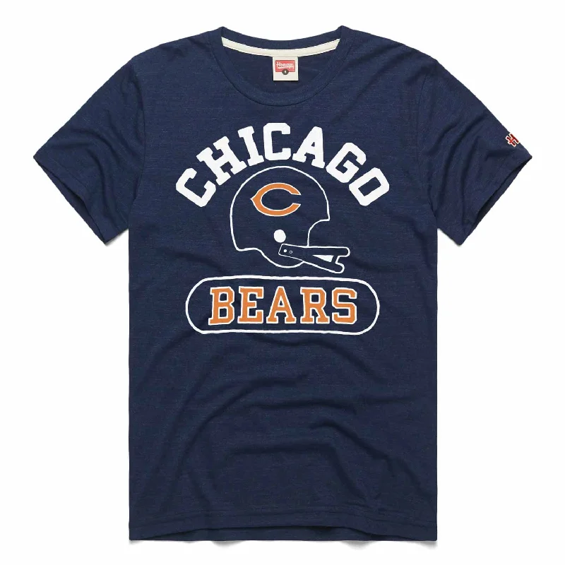Midnight Madness Chicago Bears Homage Navy Throwback Helmet Short Sleeve T Shirt