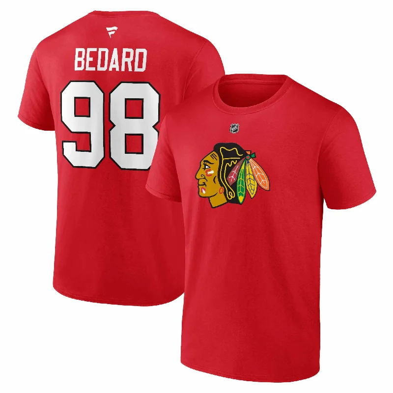 Super Discount Chicago Blackhawks Connor Bedard Red Player Name & Number T-Shirt