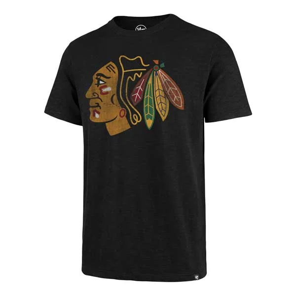 Deal of the Day Chicago Blackhawks Jet Black Grit Scrum T-Shirt