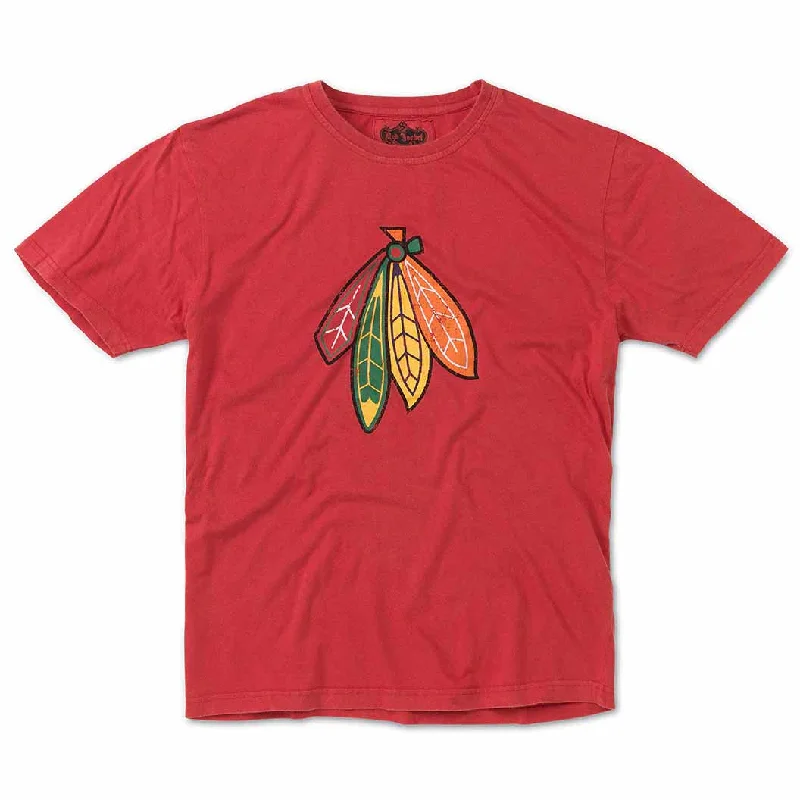 Special Buy Chicago Blackhawks Red Brass Tacks Feathers T Shirt