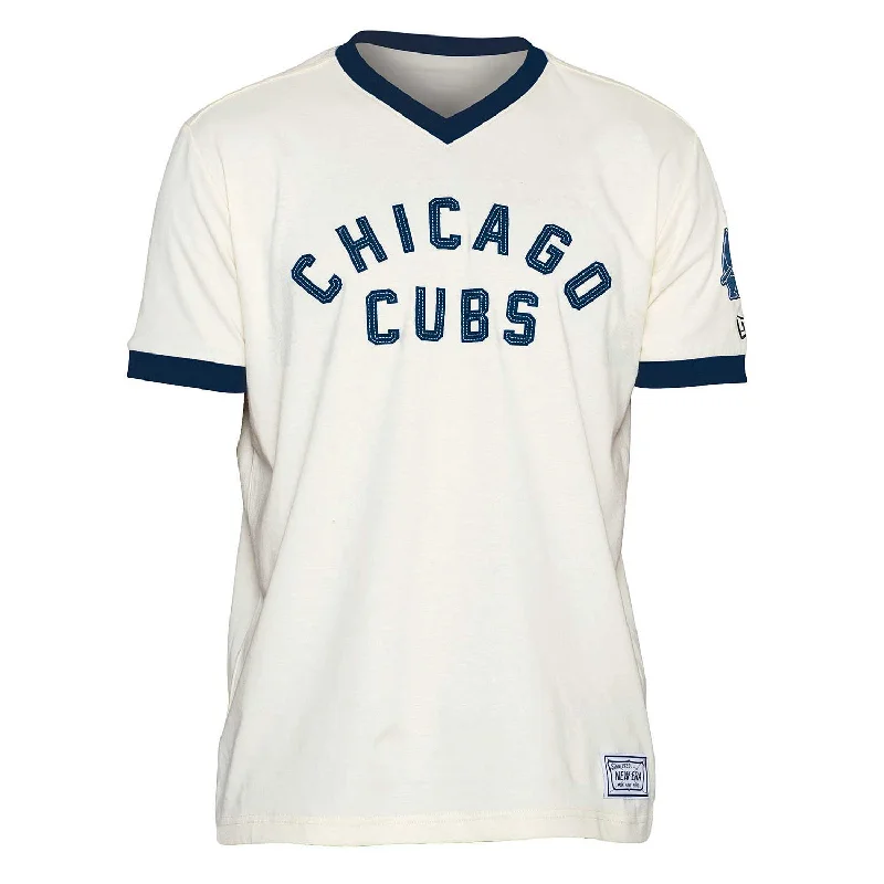 YEAR-End Clearance Chicago Cubs 1914 Cream Ringer V-Neck T-Shirt