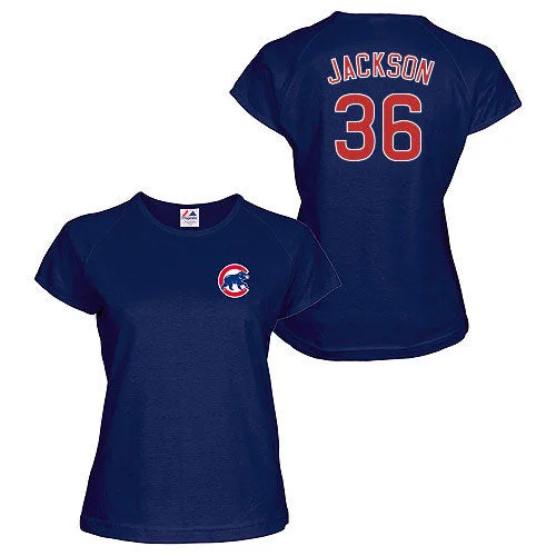 Weekend Flash Sale Chicago Cubs Edwin Jackson Navy Women's Name and Number T-Shirt