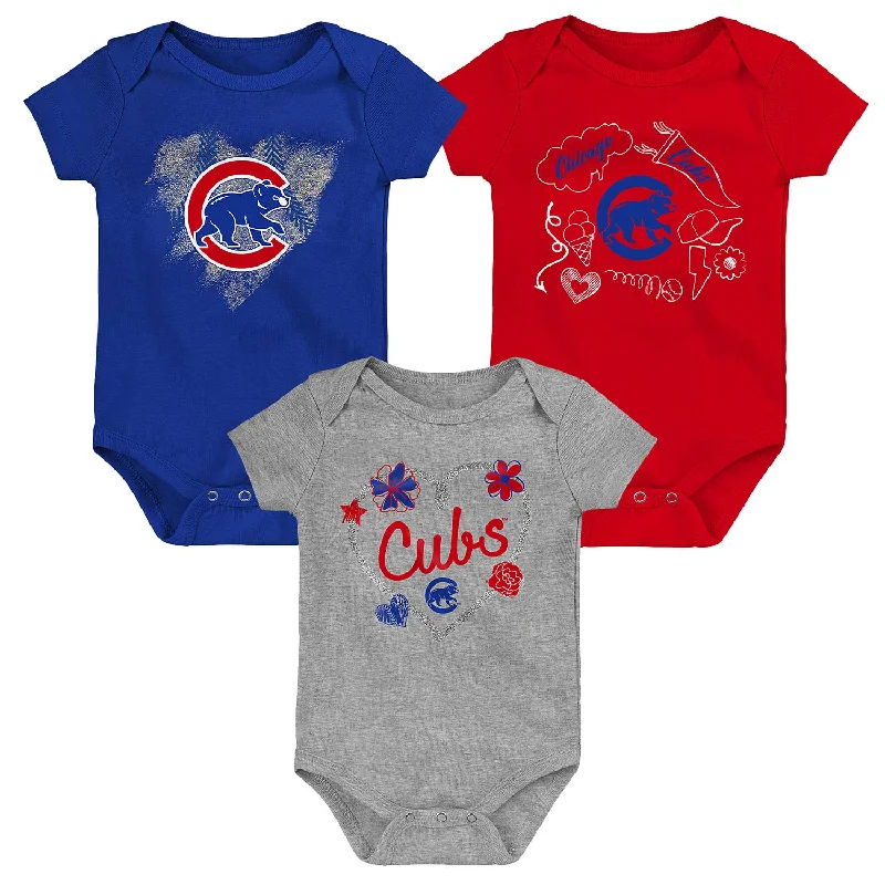 Instant Deal Chicago Cubs Infant Girls Batter Up 3-Pack Creeper Set