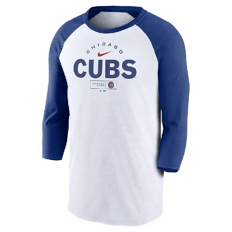 Take Action Chicago Cubs Nike Modern Arch Tri-Blend 3/4-Sleeve Raglan T-Shirt