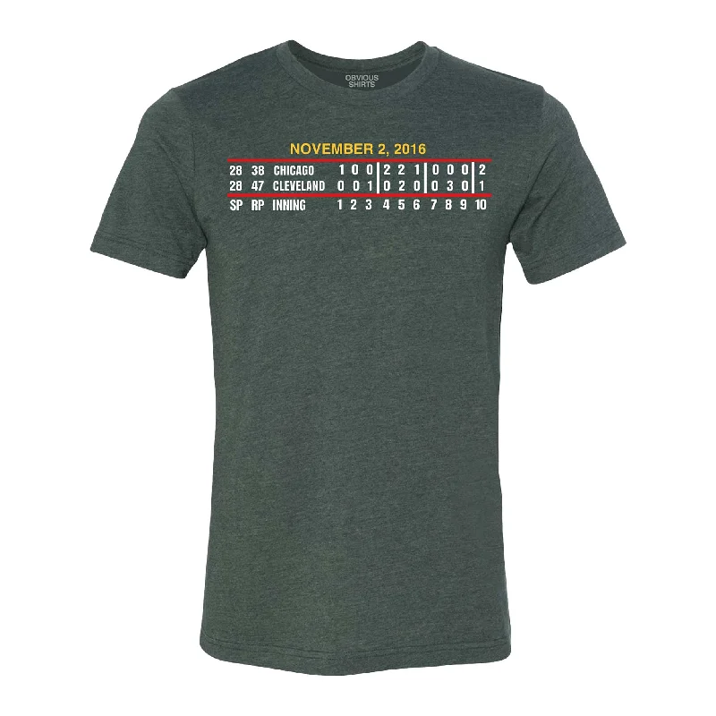 Discount Deals Chicago Cubs vs. Cleveland Indians Game 7 Scoreboard Obvious T Shirt