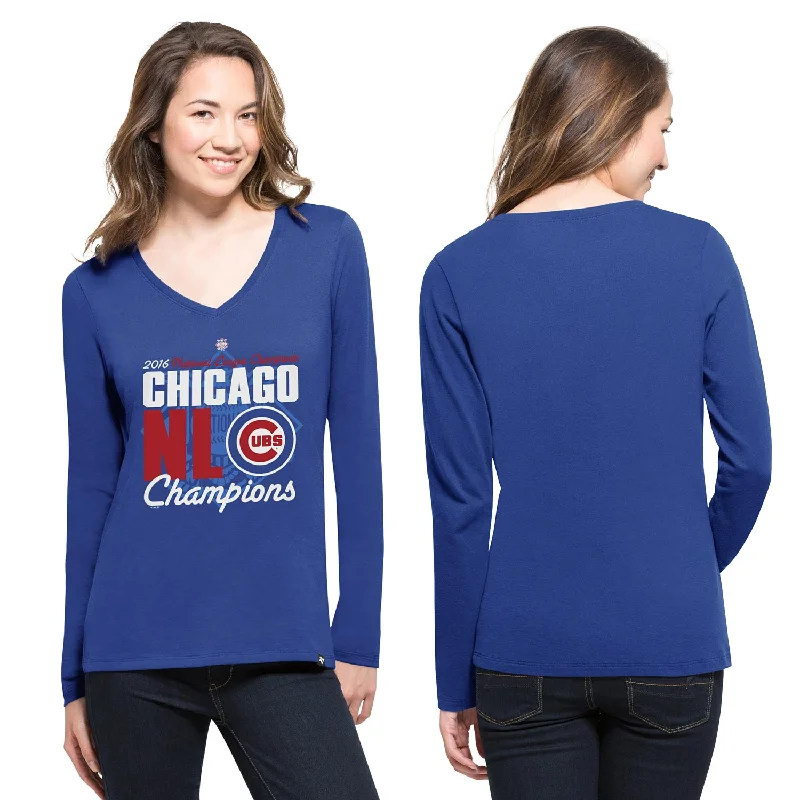 Year-End Sale Chicago Cubs Women's 2016 NL Champs Scoop Club Long Sleeve T-Shirt