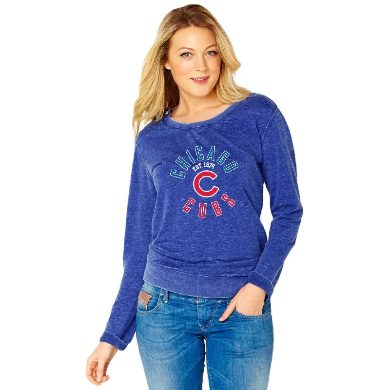 Super Savings Chicago Cubs Women's French Terry Crew Long Sleeve T-Shirt