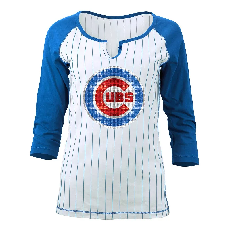 Get It Before It’s Gone Chicago Cubs Women's Pinstripe 3/4-Sleeve Notch Neck Raglan T-Shirt Get It Before It’s Gone Chicago Cubs Women's Pinstripe 3/4-Sleeve Notch Neck Raglan T-Shirt