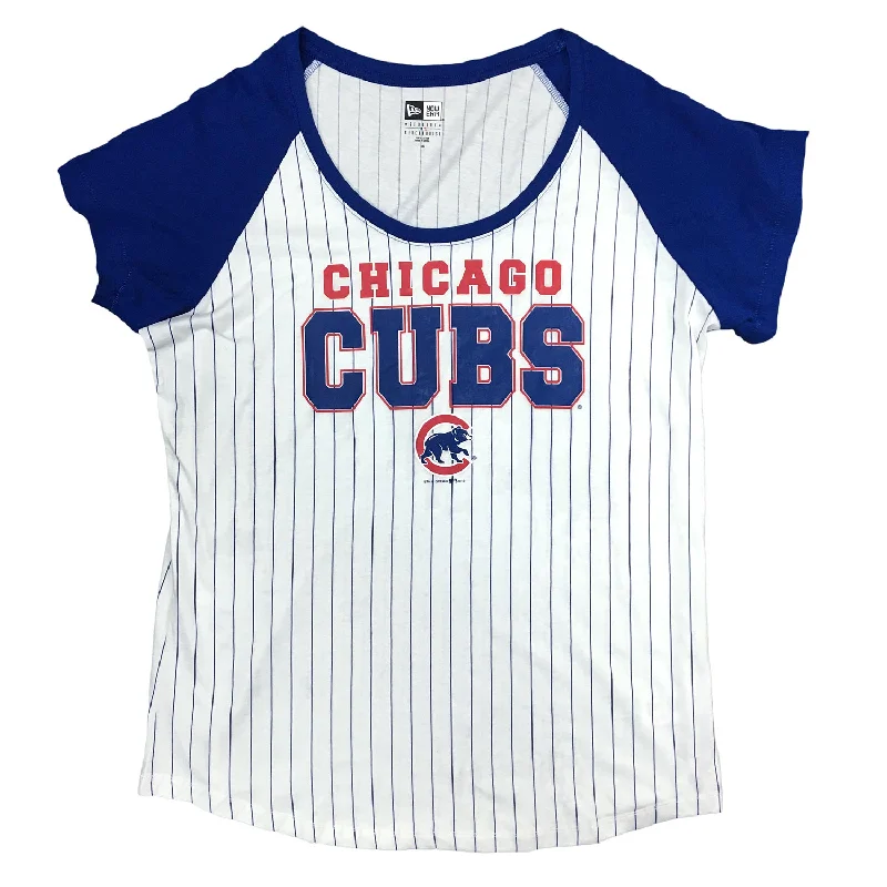 Limited Quantity Chicago Cubs Women's Pinstripe Scoop T-Shirt