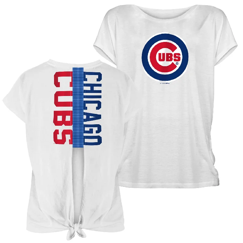 Steals and Deals Chicago Cubs Women's Scoop Tie Short Sleeve T-Shirt