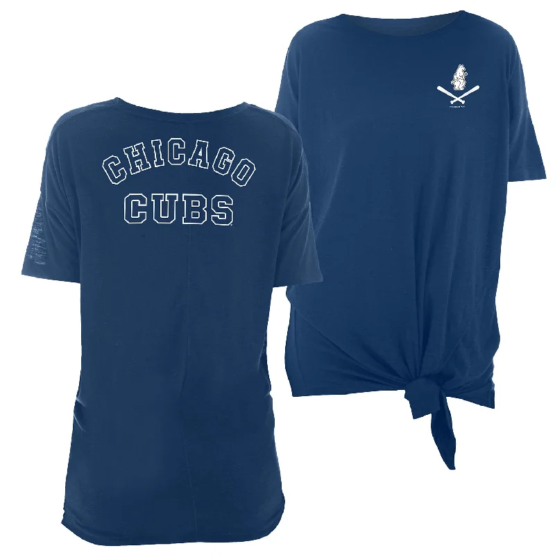 Stock Clearance Chicago Cubs Women's Slub Tie Short Sleeve T-Shirt